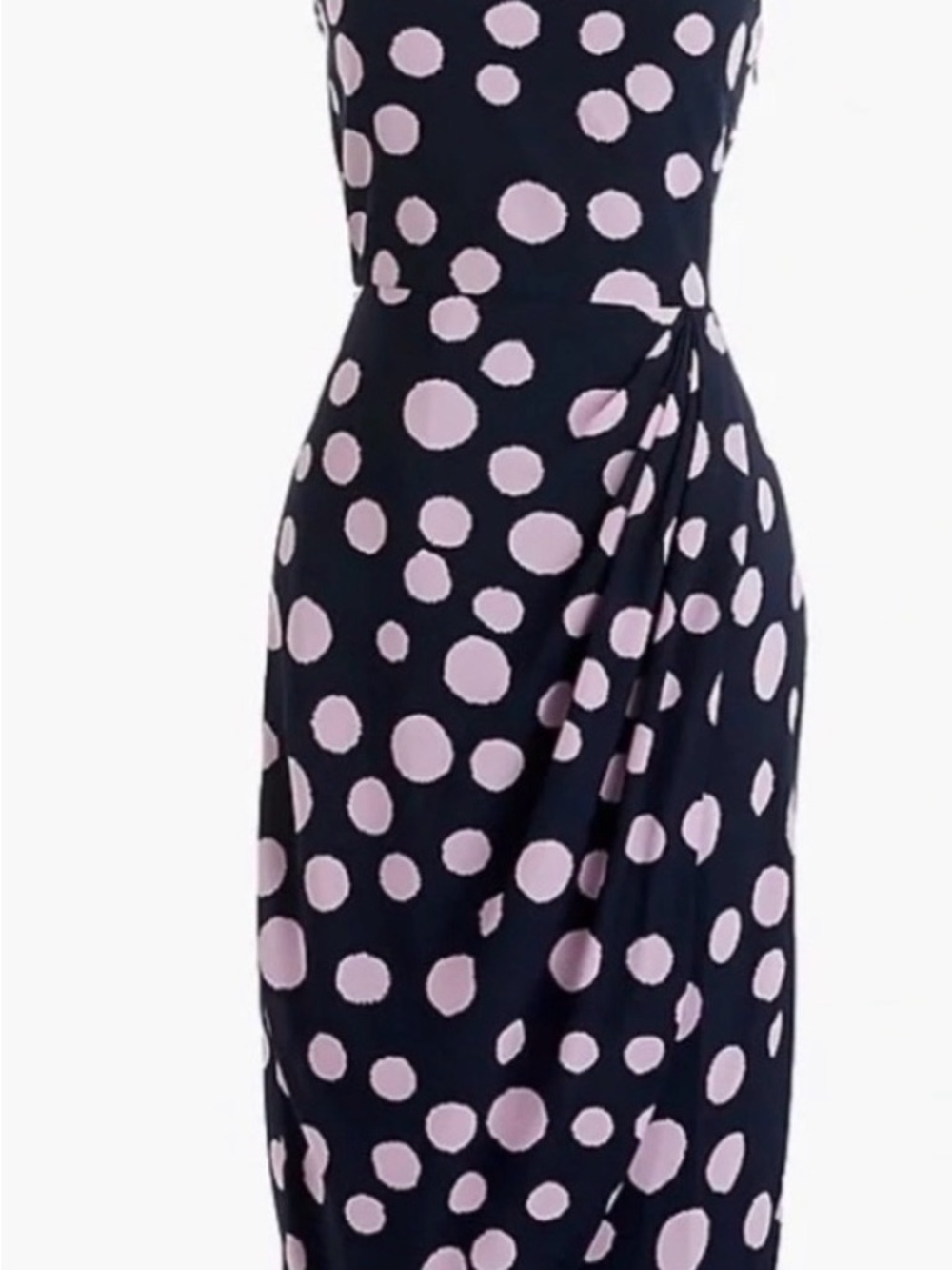 J. Crew Black and Pink Polka Dot One Shoulder Dress